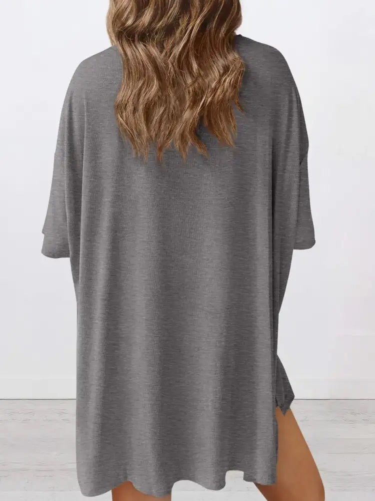 Full Size Oversized Round Neck Top and Shorts Set Plus