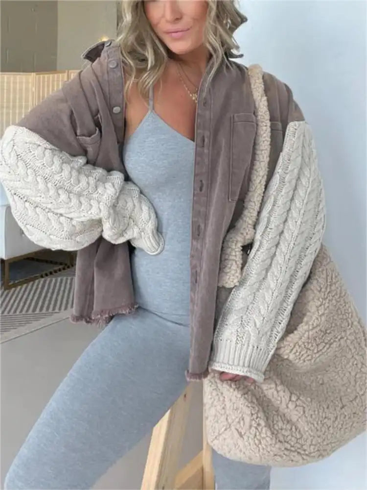 Full Size Raw Hem Button Up Patchwork Denim Jacket Plus Size