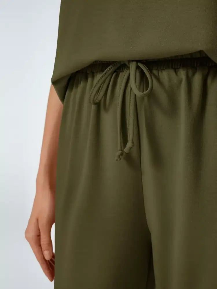 Full Size Round Neck Short Sleeve Top and Pants Set Plus