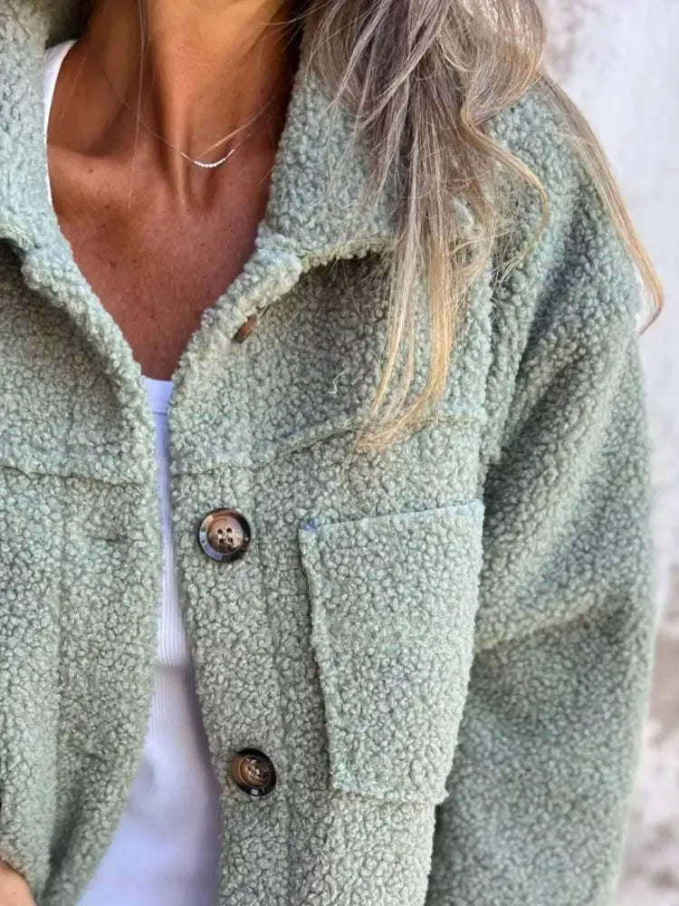 Full Size Single-Breasted Sherpa Shacket Plus Size