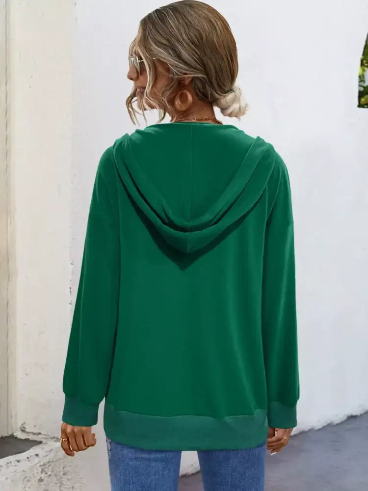 Full Size Snap-Down Hoodie with Kangaroo Pocket Plus