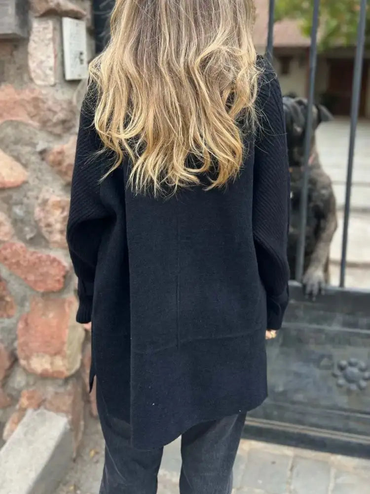 Full Size Texture Knit Longline Coat Plus Size