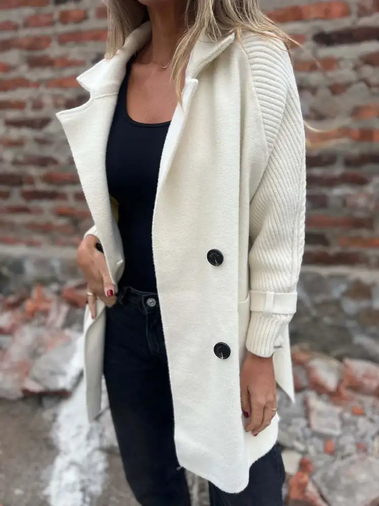 Full Size Texture Knit Longline Coat Plus Size