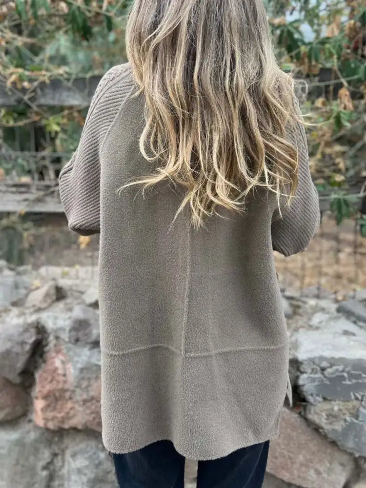 Full Size Texture Knit Longline Coat Plus Size