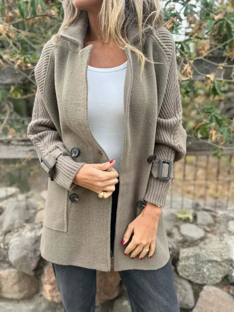 Full Size Texture Knit Longline Coat Plus Size