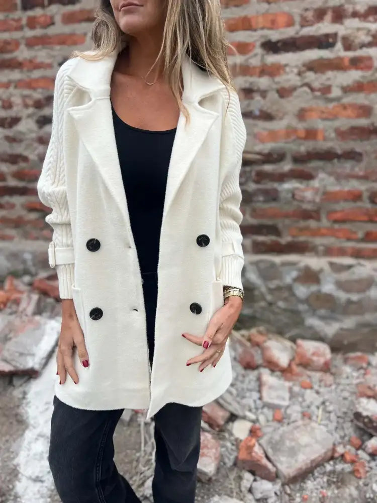 Full Size Texture Knit Longline Coat Plus Size