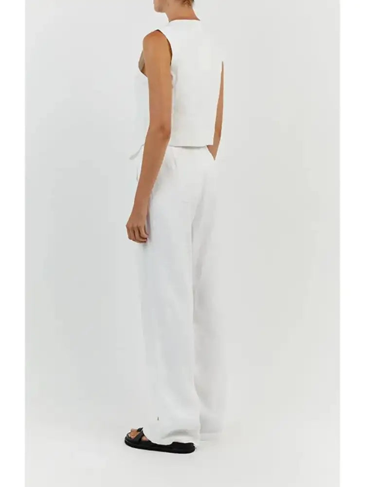 Full Size V-Neck Vest and Wide Leg Pants Set Plus