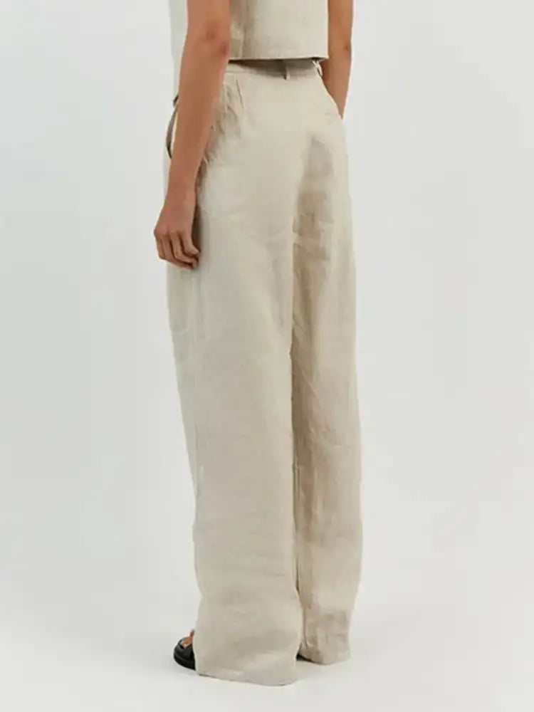 Full Size V-Neck Vest and Wide Leg Pants Set Plus