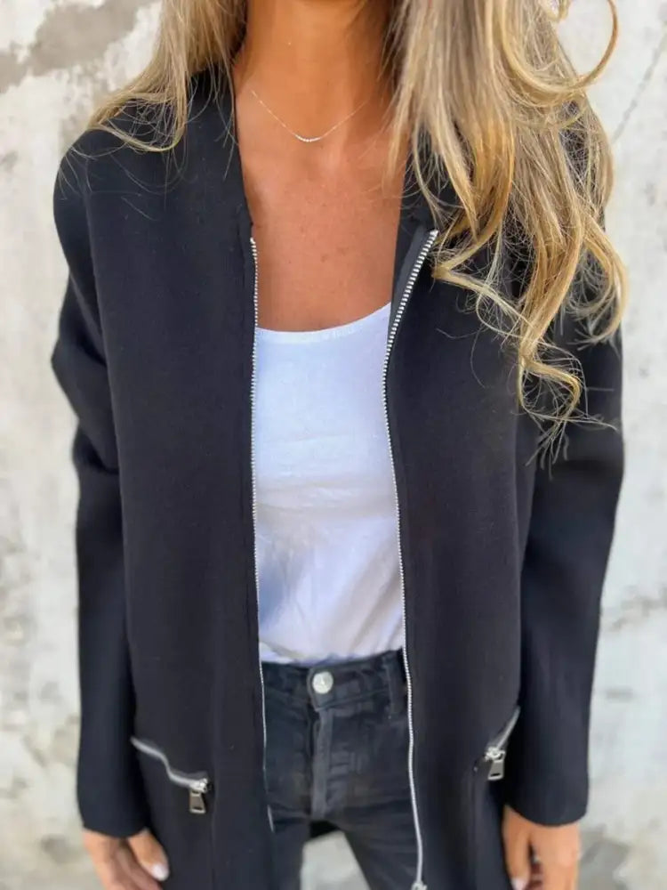 Full Size Zip Up Long Sleeve Hooded Outerwear Plus Size