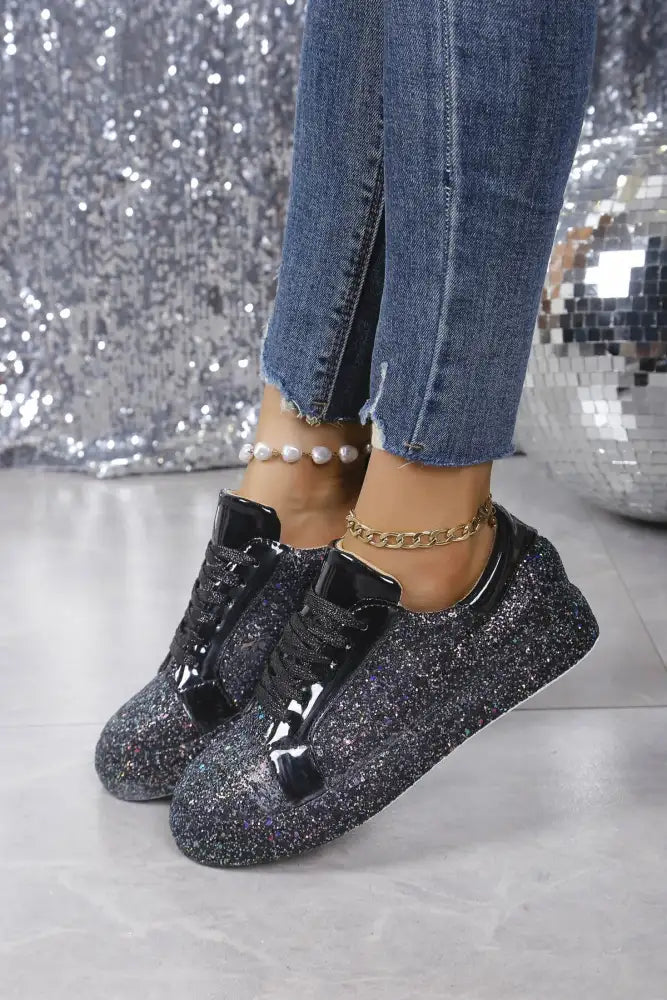 Glitter Sparkle Lace Up Sneakers