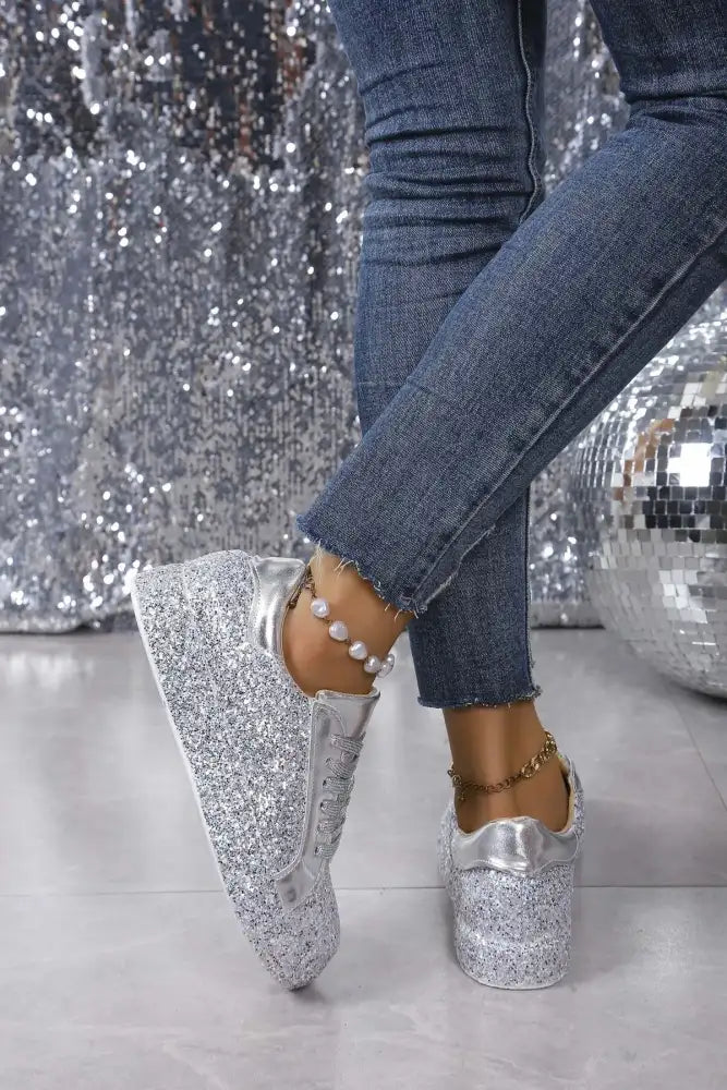 Glitter Sparkle Lace Up Sneakers