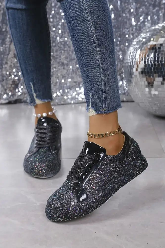 Glitter Sparkle Lace Up Sneakers