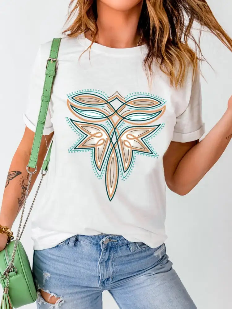 Graphic Round Neck Short Sleeve T-Shirt