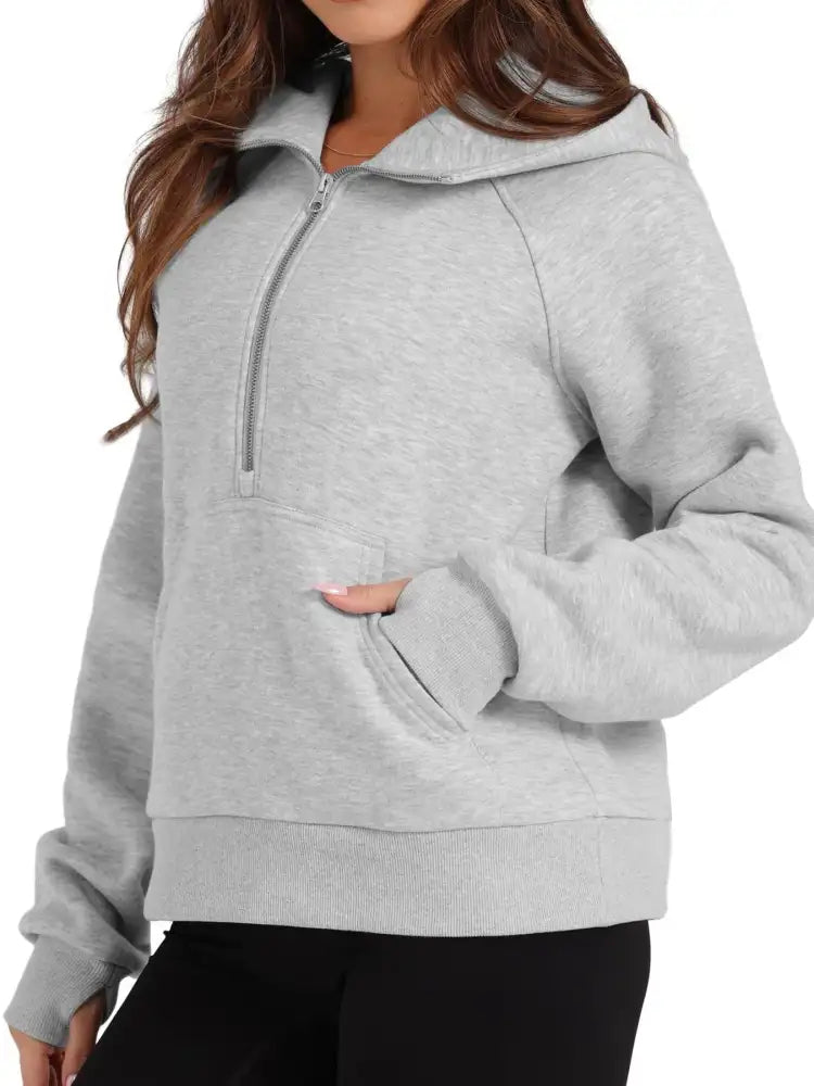 Half-Zip Hoodie with Kangaroo Pocket