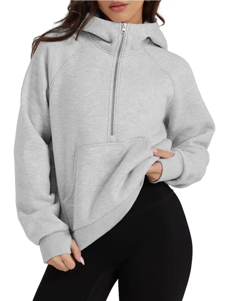 Half-Zip Hoodie with Kangaroo Pocket