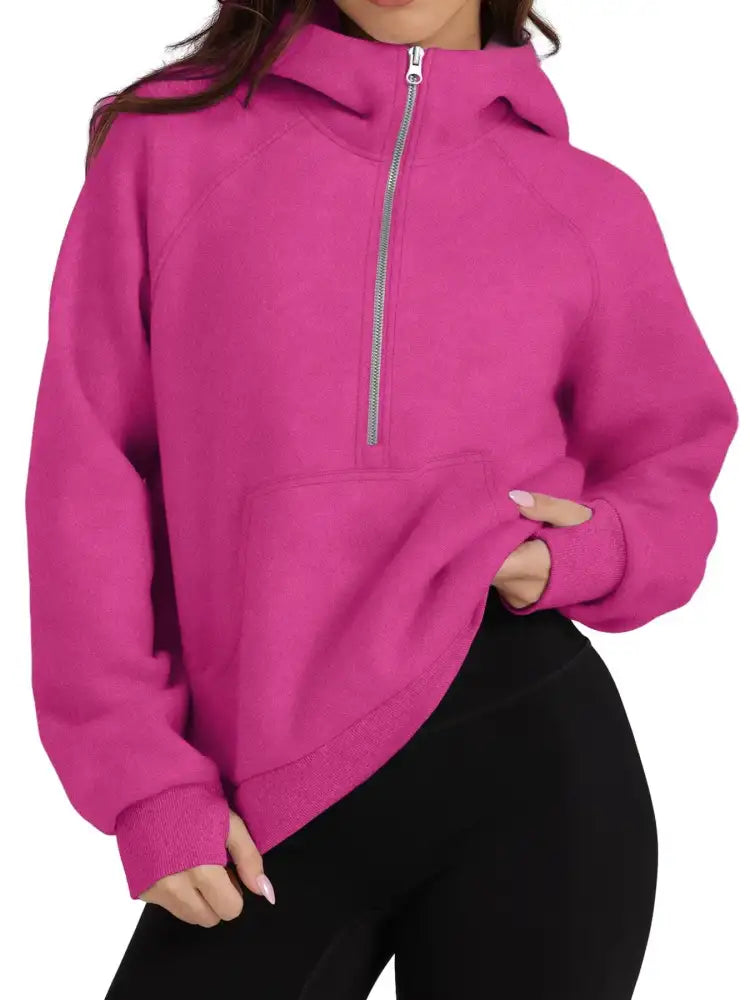 Half-Zip Hoodie with Kangaroo Pocket