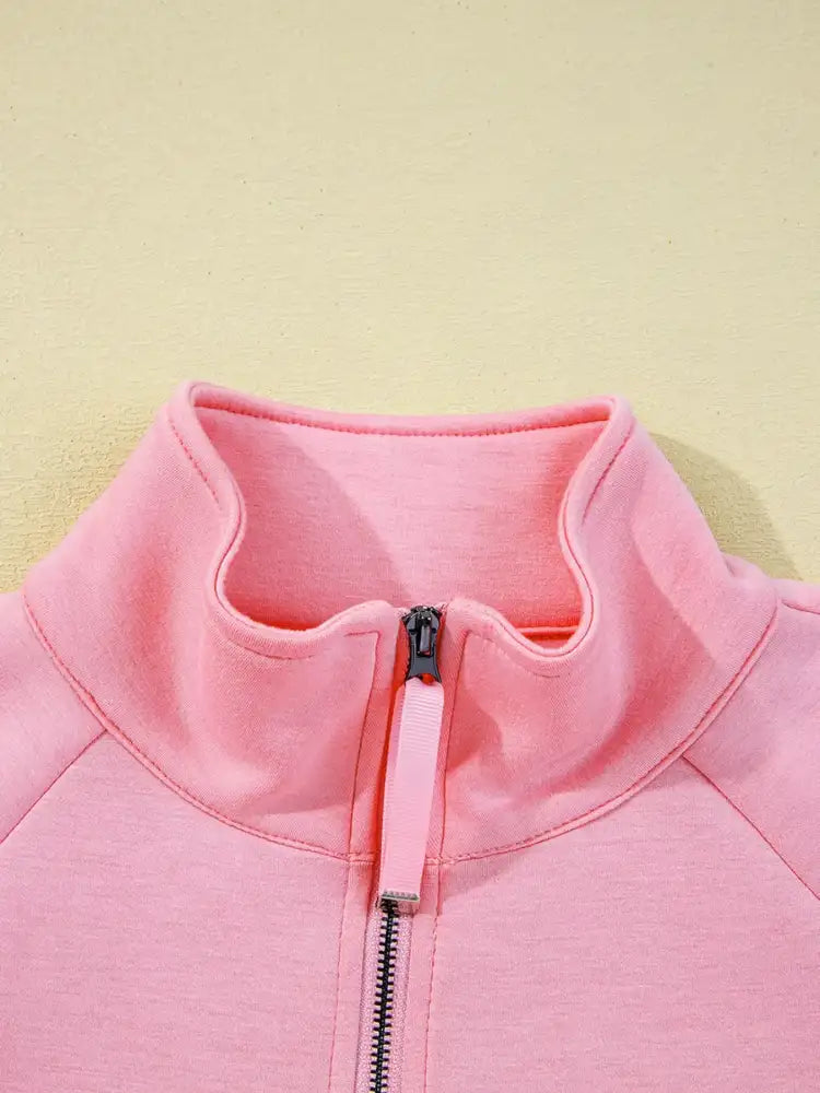 Half Zip Long Sleeve Top and Mini Skirt 2pcs Outfit