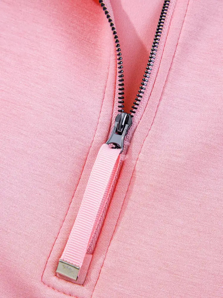 Half Zip Long Sleeve Top and Mini Skirt 2pcs Outfit