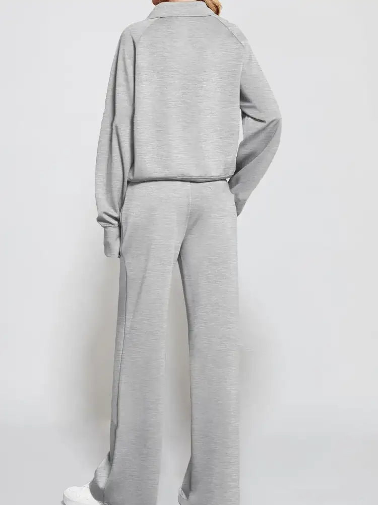 Half Zip Long Sleeve Top and Pants Set