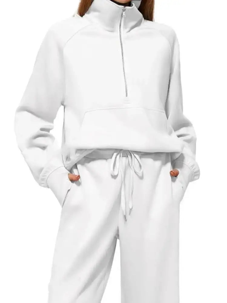 Half Zip Long Sleeve Top and Pants Set
