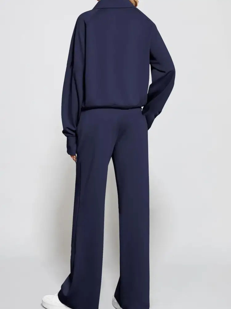Half Zip Long Sleeve Top and Pants Set