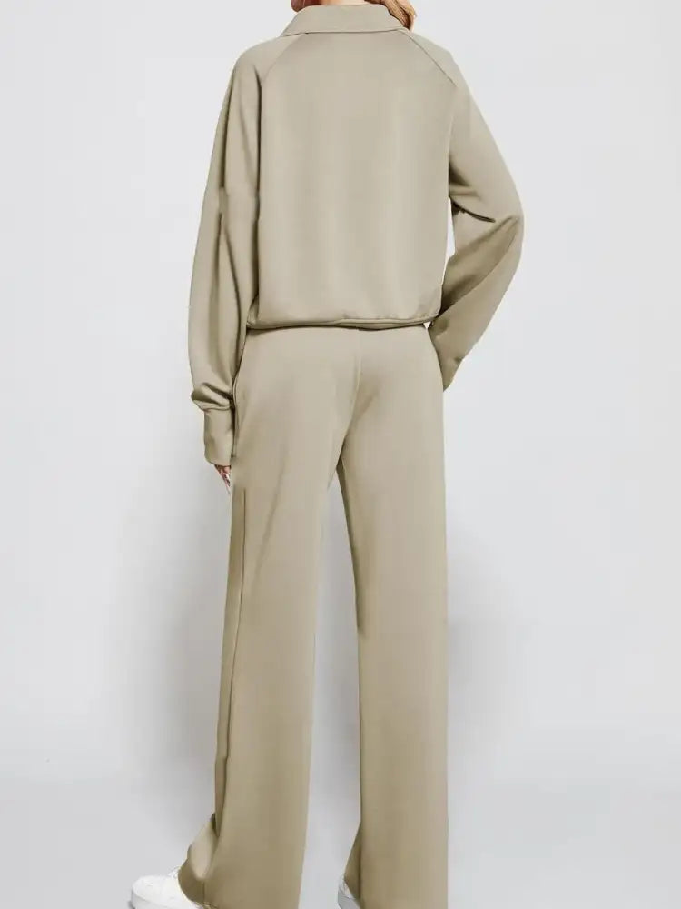 Half Zip Long Sleeve Top and Pants Set