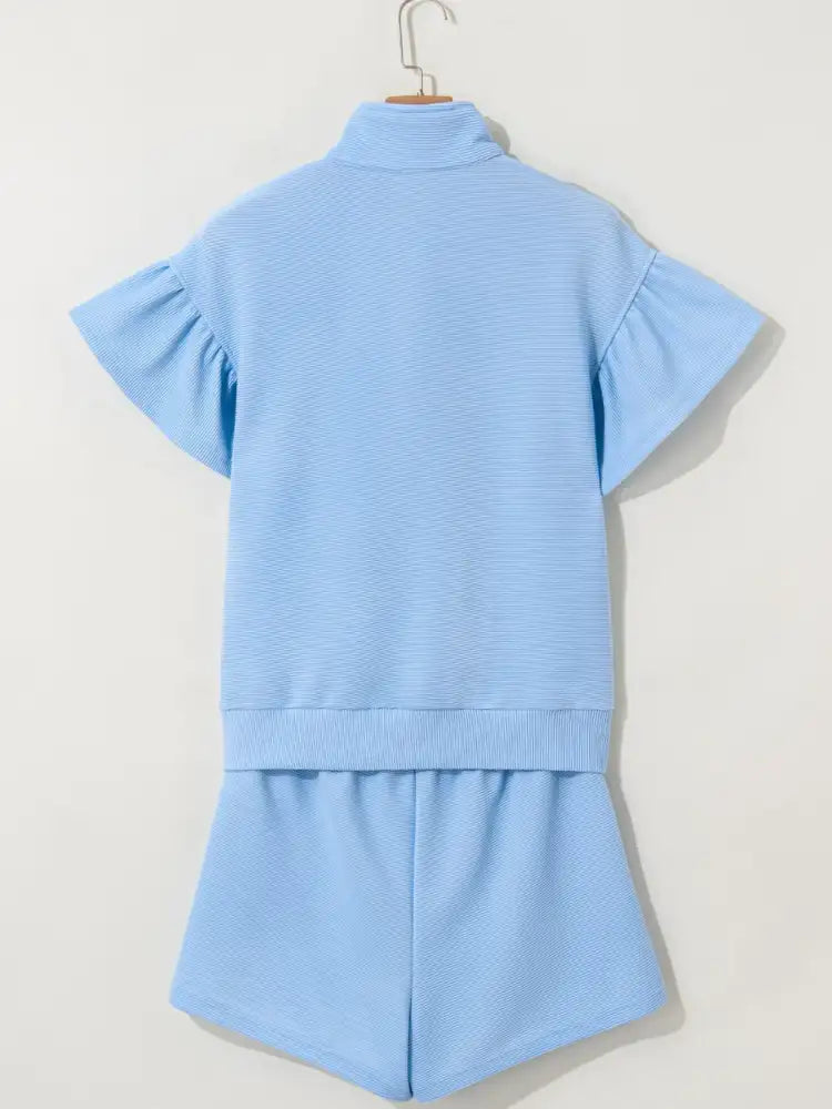 Half Zip Short Sleeve Polo and Shorts Set