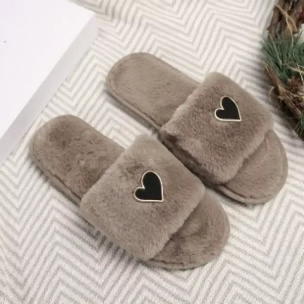 Heart Open Toe Flats Slippers