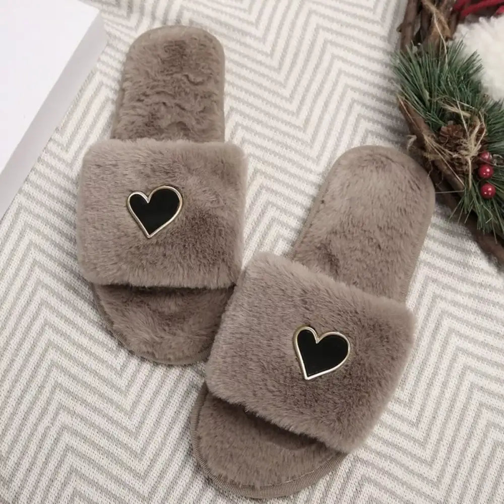 Heart Open Toe Flats Slippers