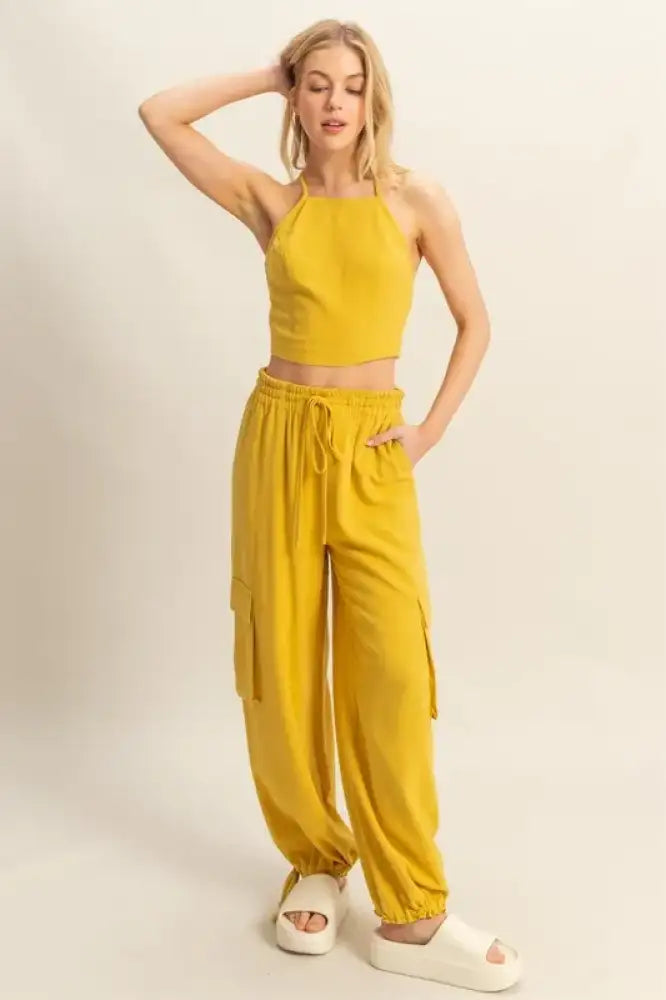 HYFVE Crop Top and Cargo Pants Set
