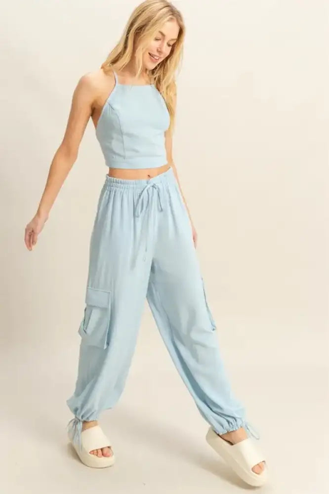 HYFVE Crop Top and Cargo Pants Set