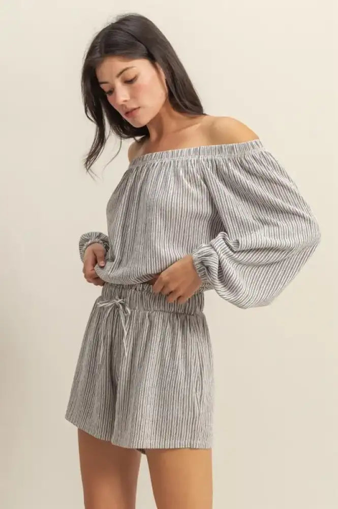 HYFVE Off Shoulder Top and Shorts Set