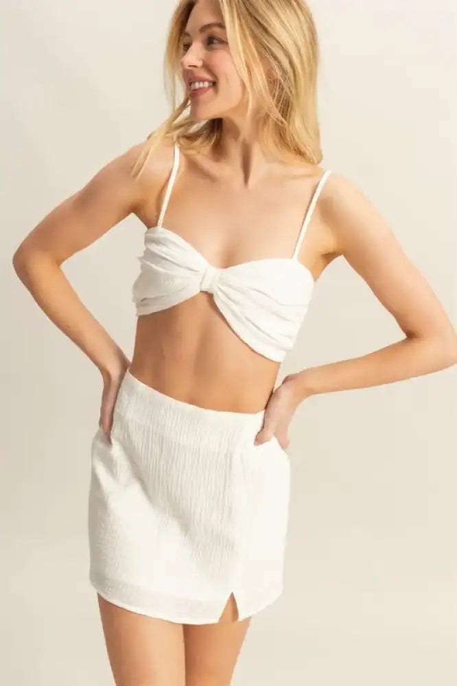 HYFVE Ruched Bra Top and Mini Skirt Set