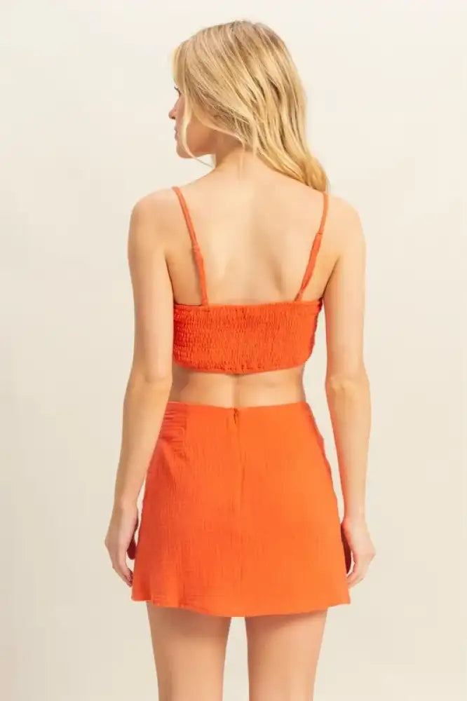 HYFVE Ruched Bra Top and Mini Skirt Set