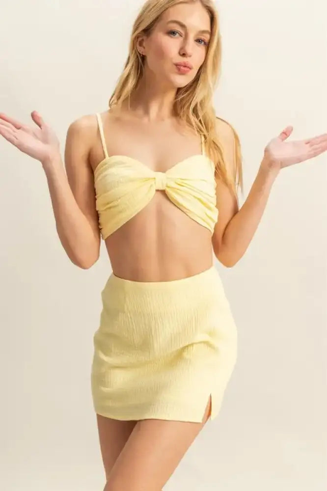HYFVE Ruched Bra Top and Mini Skirt Set
