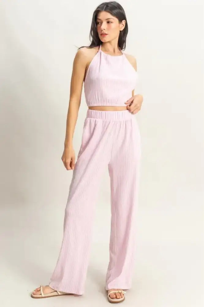 HYFVE Striped Halter Neck Top and Pants Set