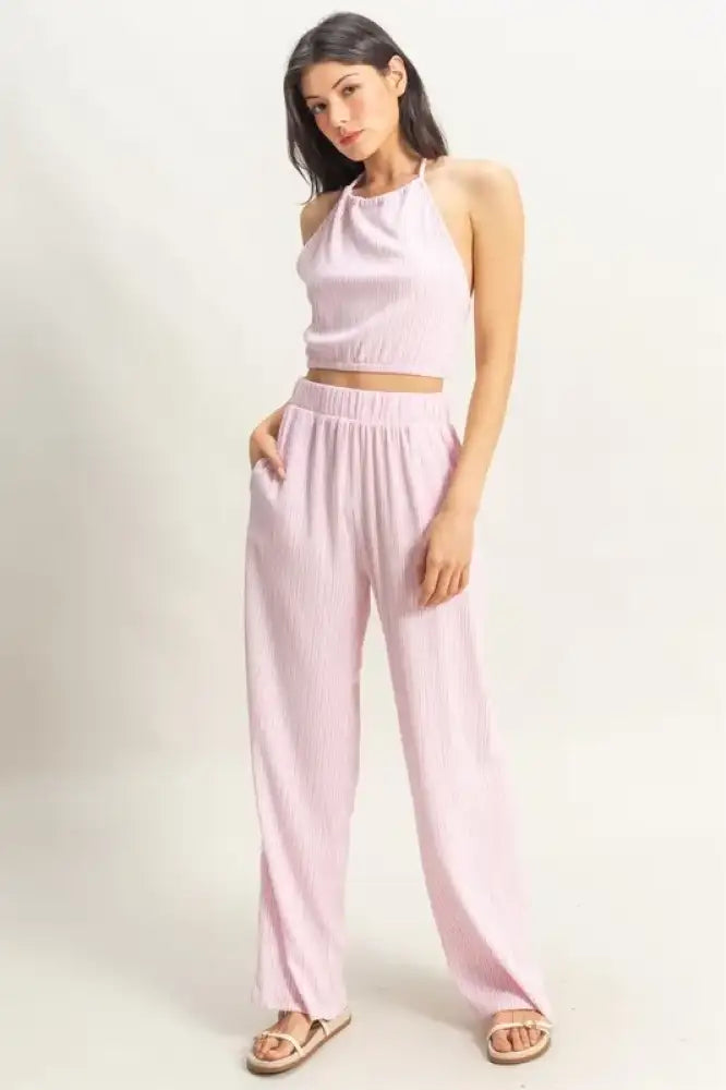 HYFVE Striped Halter Neck Top and Pants Set