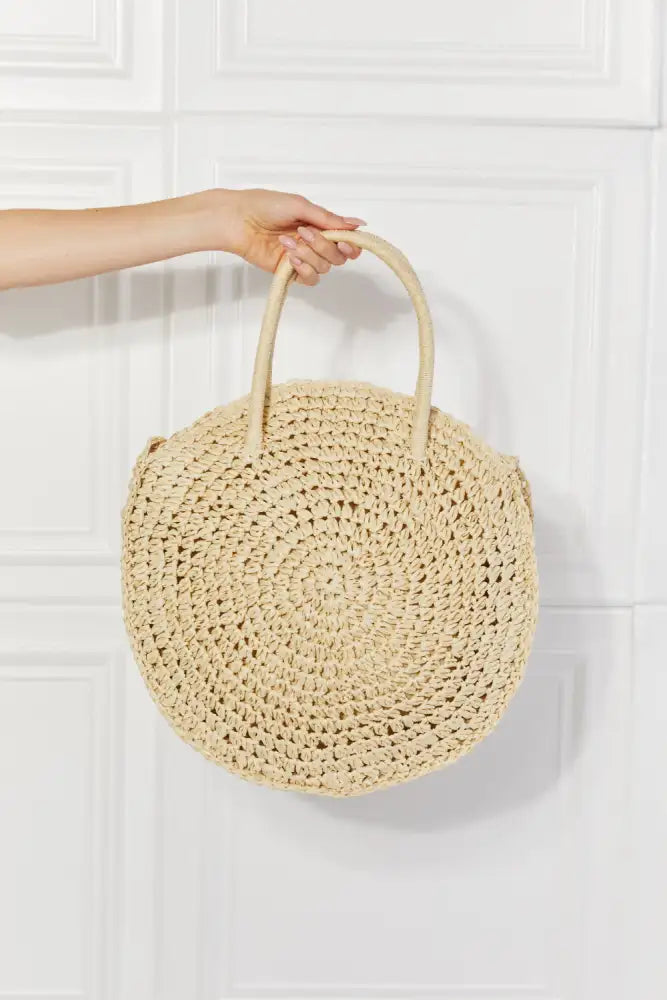 Justin Taylor Beach Date Straw Rattan Handbag in Ivory