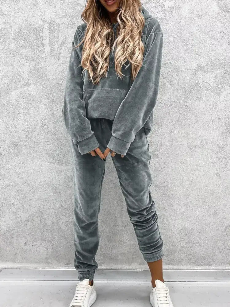 Kangaroo Pocket Hoodie and Pants Set