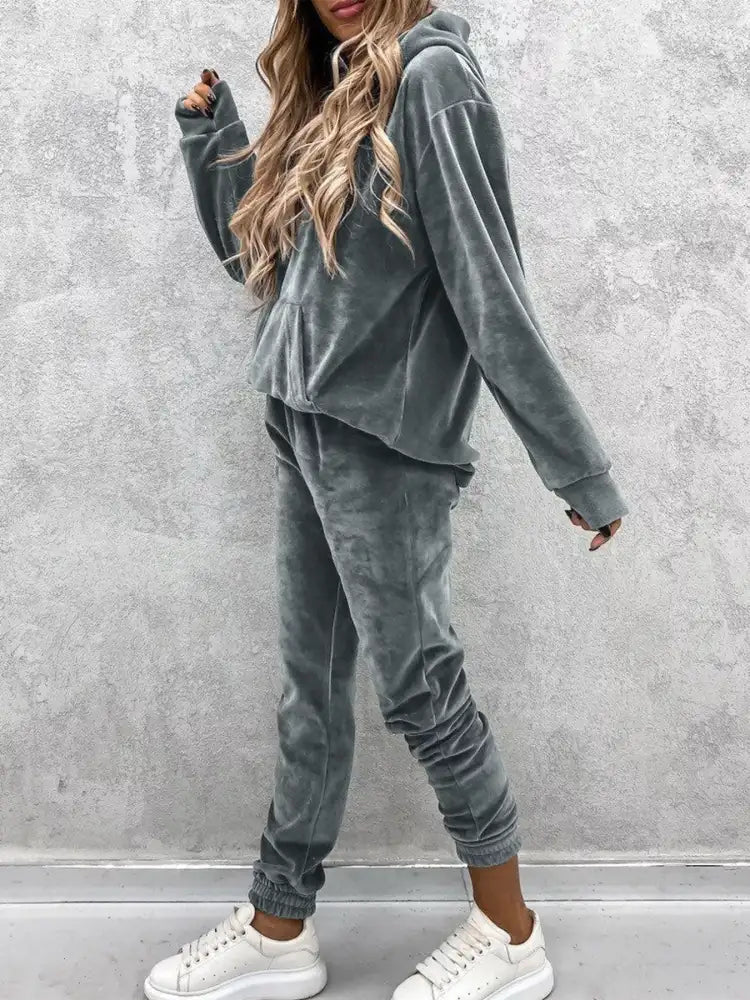 Kangaroo Pocket Hoodie and Pants Set
