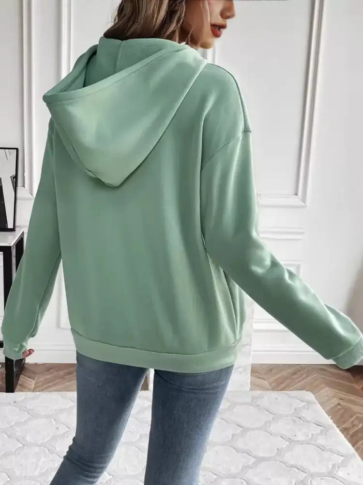 Kangaroo Pocket Long Sleeve Drawstring Hoodie