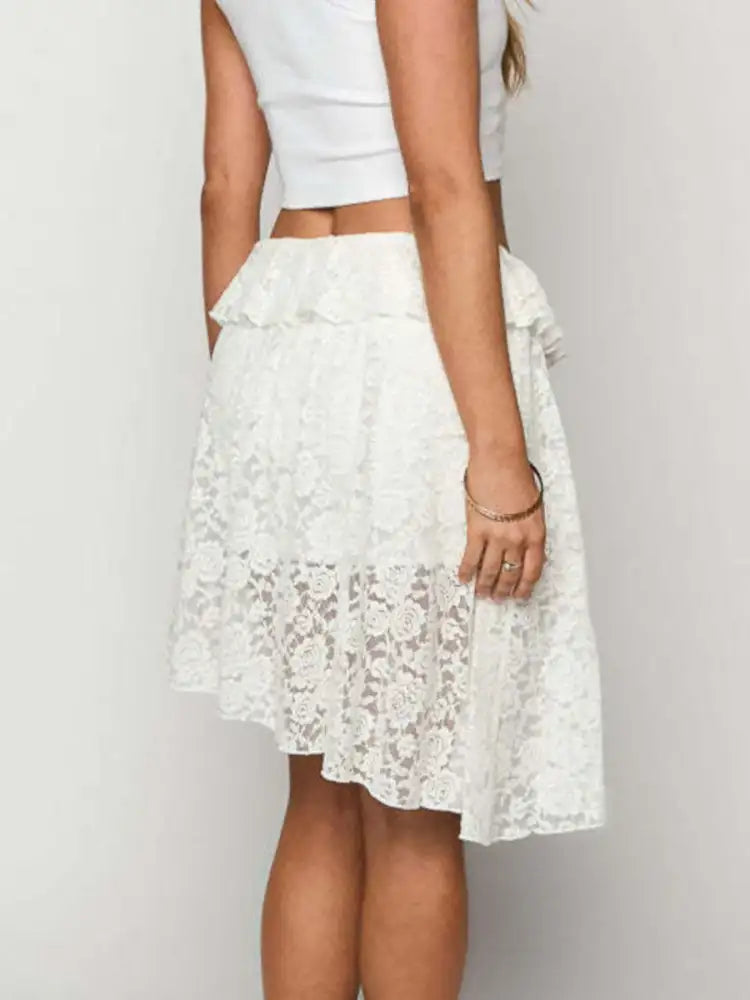 Lace Asymmetrical Mini Skirt