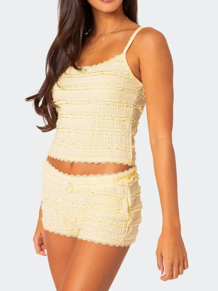 Lace Detail Cami and Shorts Set
