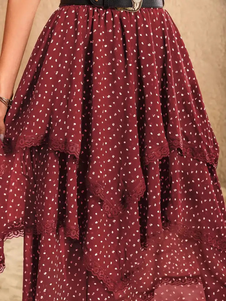 Lace Detail Layered Skirt