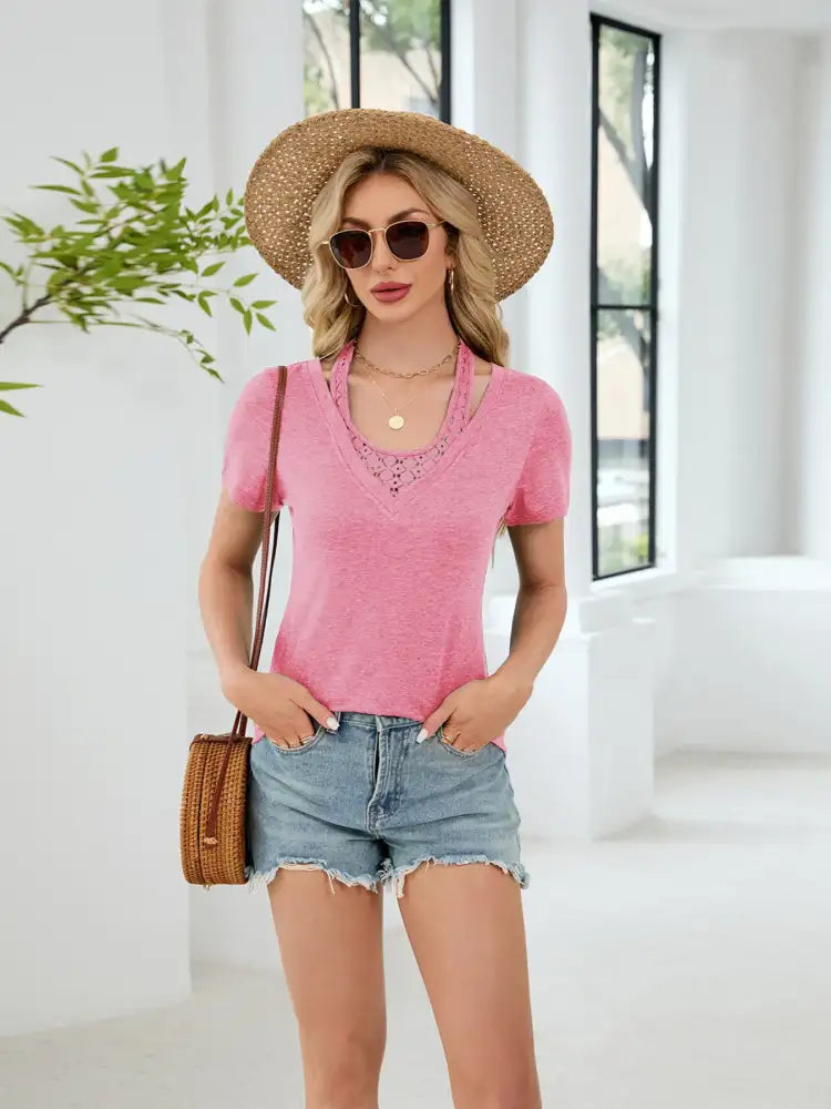 Lace Detail Short Sleeve T-Shirt