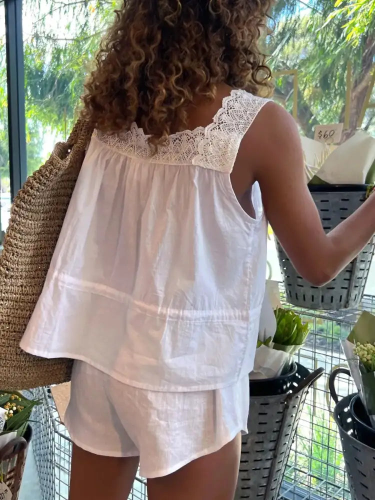 Lace Detail Tank and Shorts Set