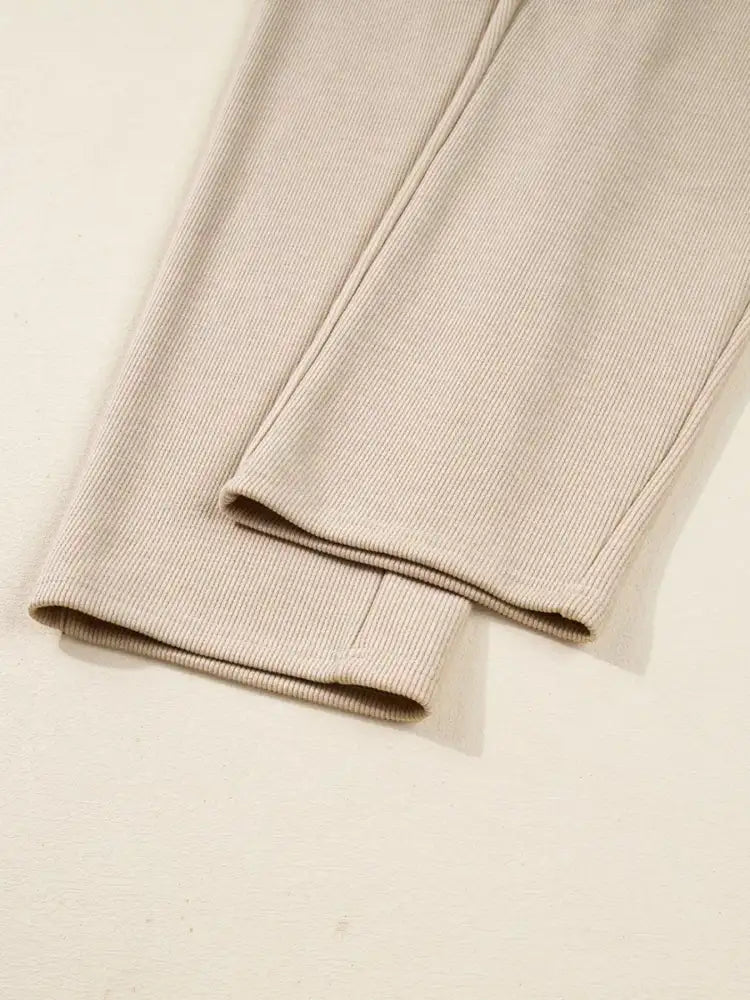 Lace Drawstring Hoodie and High Waist Pants Corduroy Suit