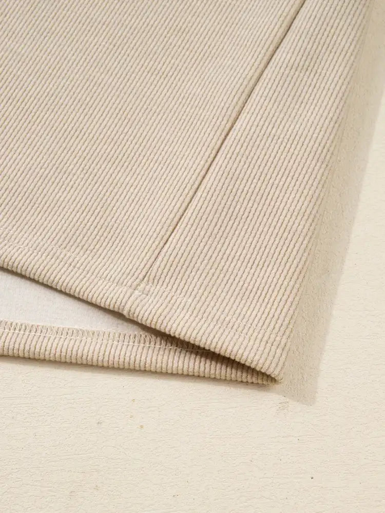 Lace Drawstring Hoodie and High Waist Pants Corduroy Suit