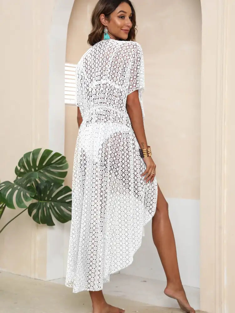 Lace Half Sleeve Sheer Cover Up