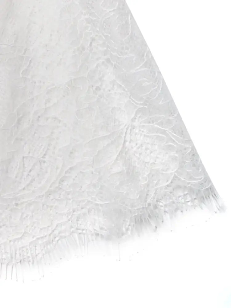 Lace Hem Detail Midi Skirt